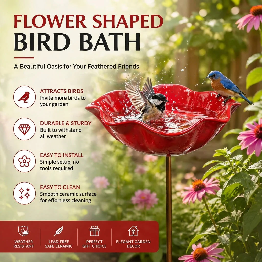 🌟Last Day Promotion🎁Handmade Metal Flower Garden Stake Bird Bath