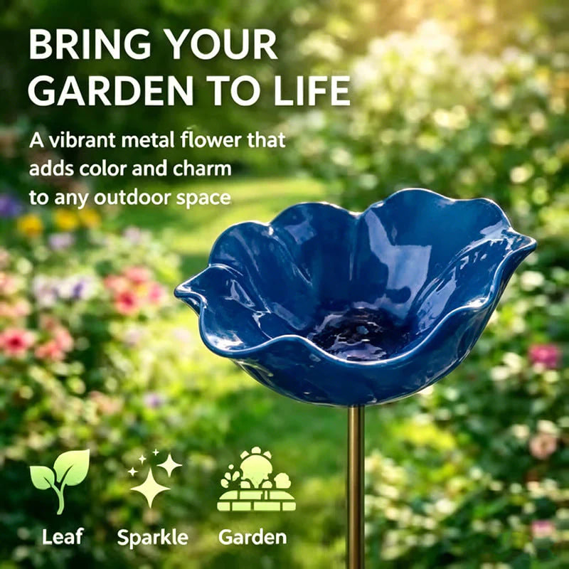 🌟Last Day Promotion🎁Handmade Metal Flower Garden Stake Bird Bath - Image 3