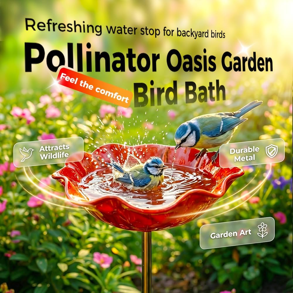 🌟Last Day Promotion🎁Handmade Metal Flower Garden Stake Bird Bath - Image 2
