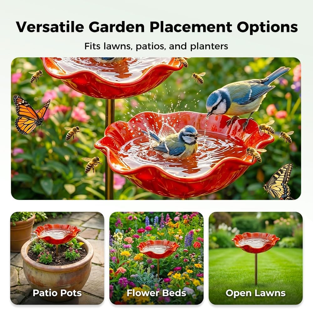 🌟Last Day Promotion🎁Handmade Metal Flower Garden Stake Bird Bath - Image 18