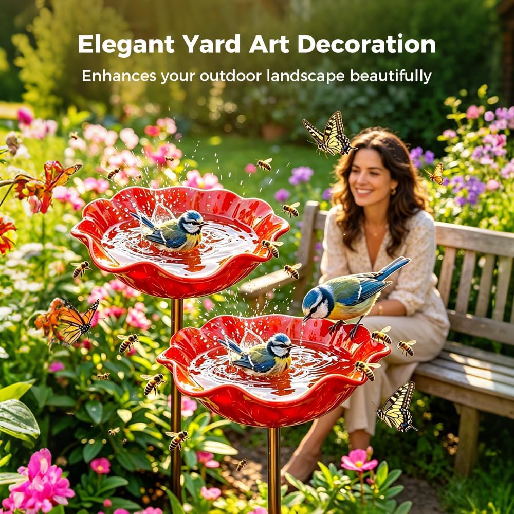 🌟Last Day Promotion🎁Handmade Metal Flower Garden Stake Bird Bath - Image 17