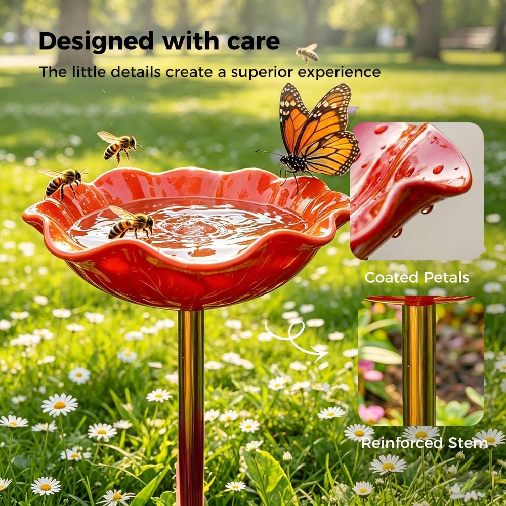 🌟Last Day Promotion🎁Handmade Metal Flower Garden Stake Bird Bath - Image 15