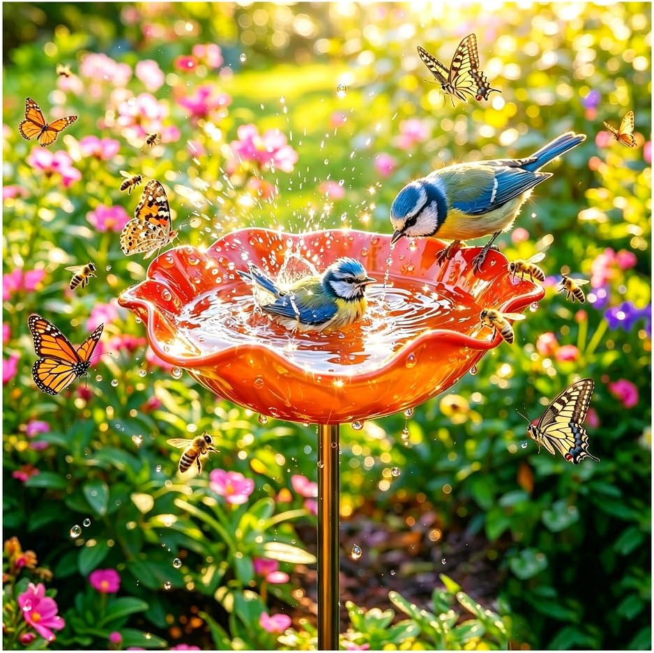 🌟Last Day Promotion🎁Handmade Metal Flower Garden Stake Bird Bath - Image 14